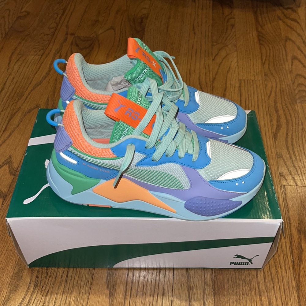 Puma RS-X Toys Sweet Lavender & Blue SIZE 8.5 USED but look new except bottoms.